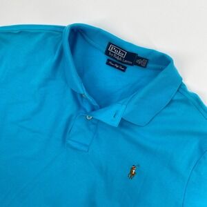 Polo Ralph Lauren Mens Pima Soft Touch Polo Shirt Turquoise Blue XL Classic Fit